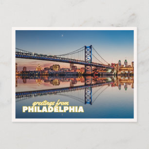 Philadelphia Skyline Ben Franklin Bridge Sonnenunt Postkarte