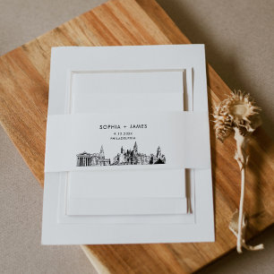 Philadelphia Skyline Bly Band, 2"x11,5" Einladungsbanderole