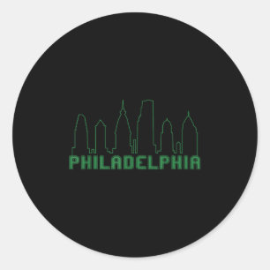 Philadelphia Skyline Downtown Cityscape Brotherly Runder Aufkleber