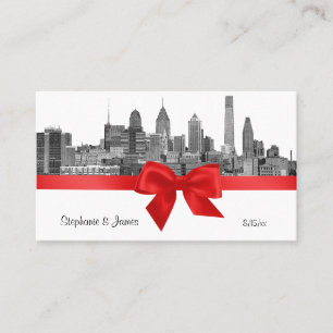 Philadelphia Skyline Etch BW Red Escort Cards Platzkarte