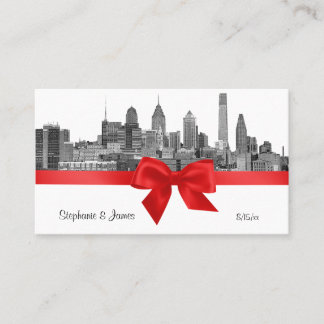 Philadelphia Skyline Etch BW Red Escort Cards Platzkarte