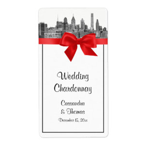 Philadelphia Skyline Etch BW Red Wine Label
