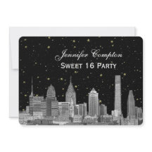 Philadelphia Skyline Etch Starry DIY BG Sweet 16 H