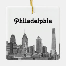 Philadelphia Skyline Etched Keramikornament