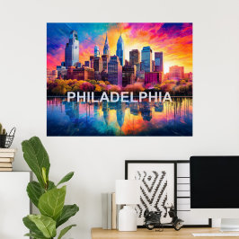 Philadelphia Skyline Farbenfrohe urbane Kunst Poster