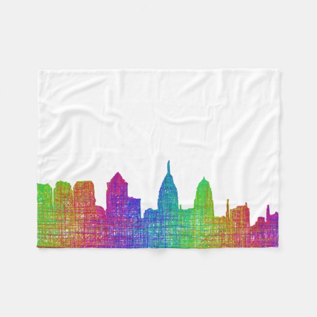 Philadelphia-Skyline Fleecedecke (Vorderseite (Horizontal))
