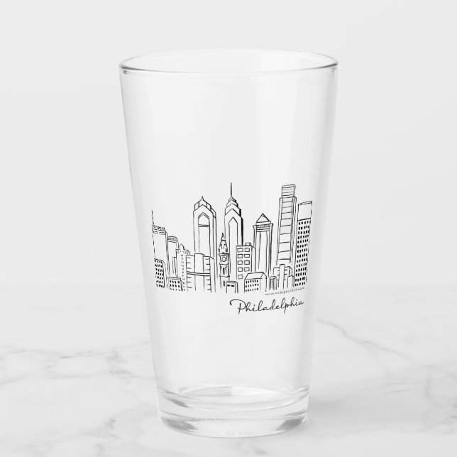 Philadelphia Skyline Glass Tumbler (Vorderseite)