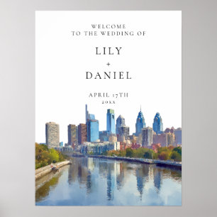 Philadelphia Skyline Hochzeits-Willkommensschild Poster