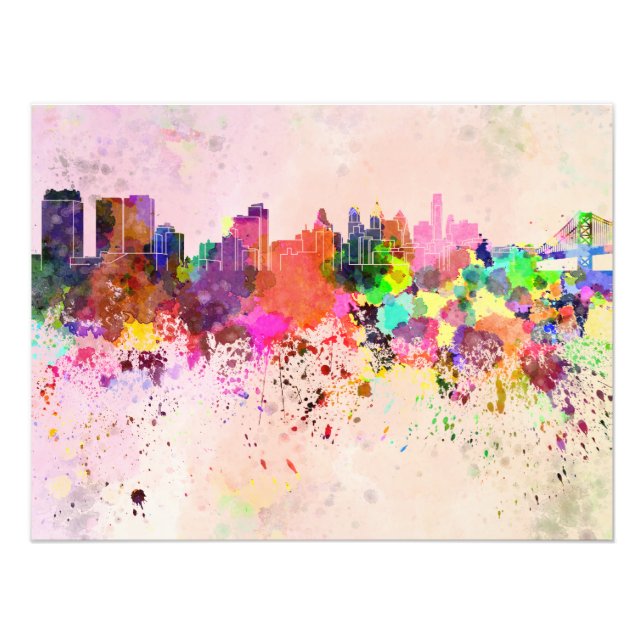 Philadelphia skyline im Watercolor background Fotodruck (Vorne)