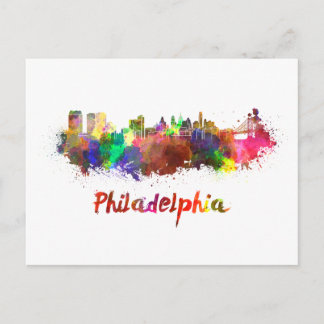 Philadelphia skyline im Watercolor Postkarte