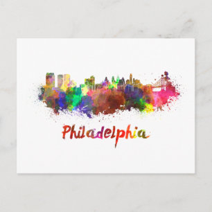 Philadelphia skyline im Watercolor Postkarte