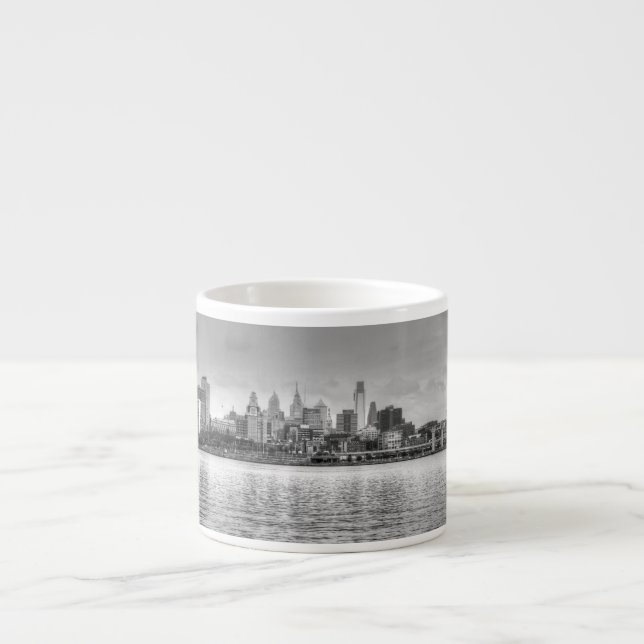 Philadelphia-Skyline in Schwarzweiß Espressotasse (Vorderseite)