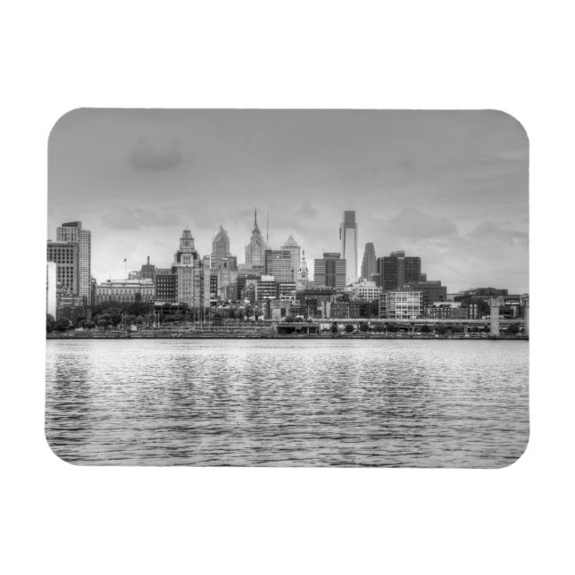 Philadelphia-Skyline in Schwarzweiß Magnet (Horizontal)