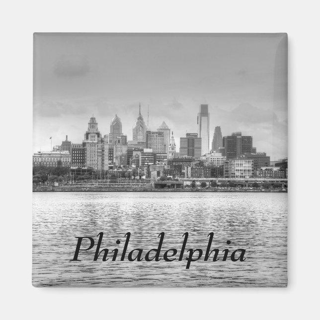 Philadelphia-Skyline in Schwarzweiß Magnet (Vorne)