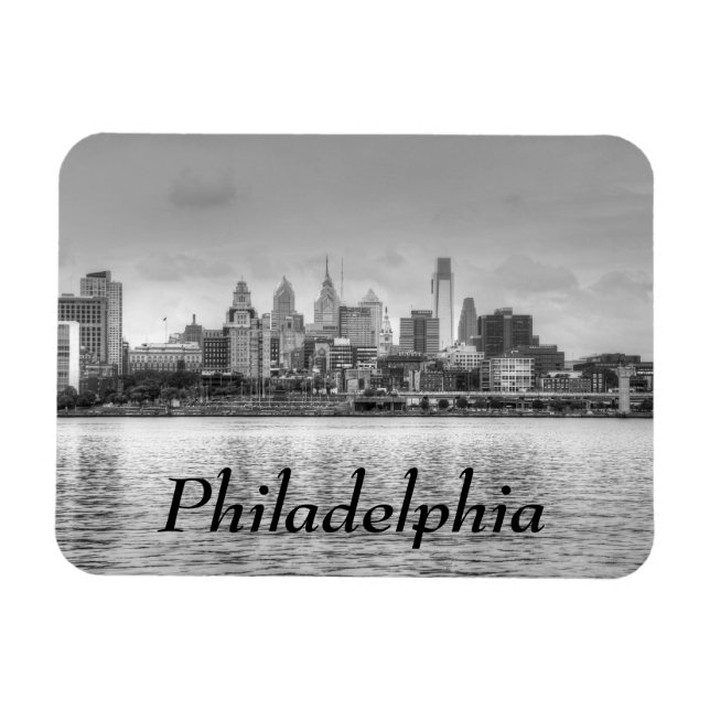 Philadelphia-Skyline in Schwarzweiß Magnet (Horizontal)