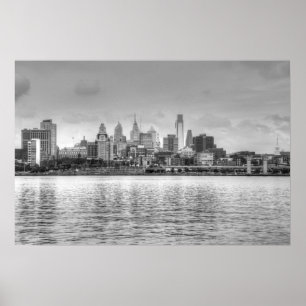 Philadelphia-Skyline in Schwarzweiß Poster