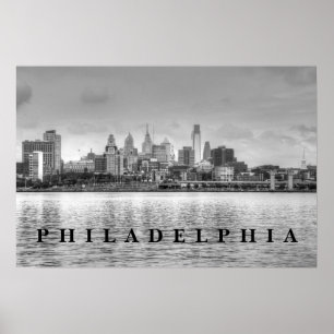 Philadelphia-Skyline in Schwarzweiss Poster