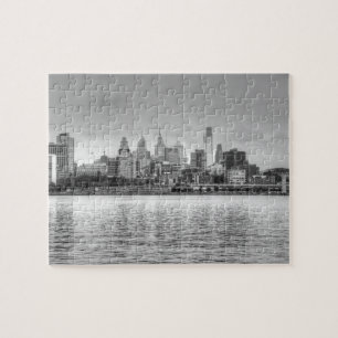 Philadelphia-Skyline in Schwarzweiss Puzzle