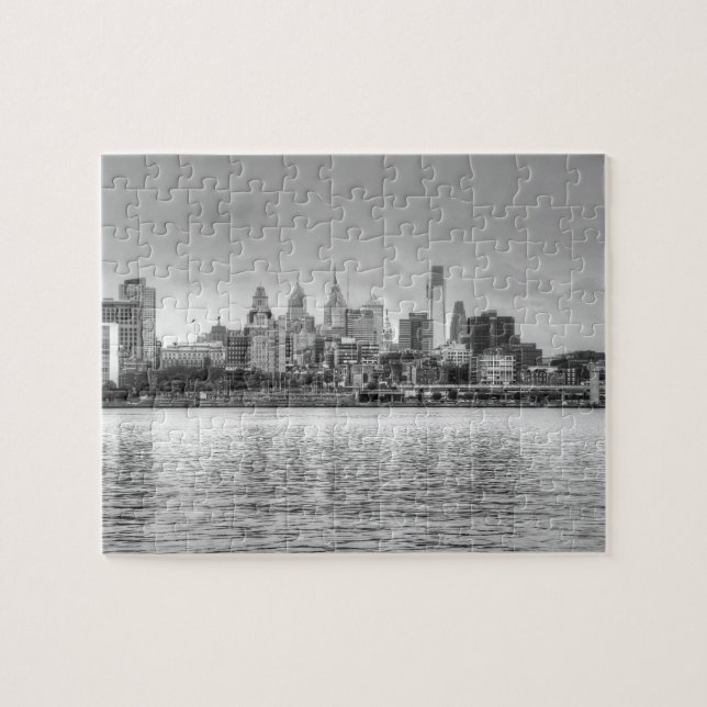 Philadelphia-Skyline in Schwarzweiss Puzzle (Horizontal)