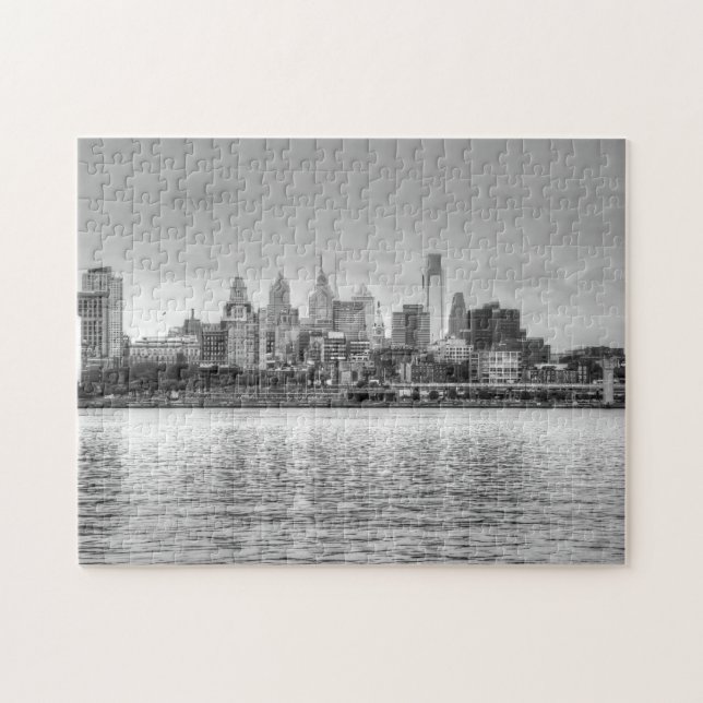 Philadelphia-Skyline in Schwarzweiss Puzzle (Horizontal)