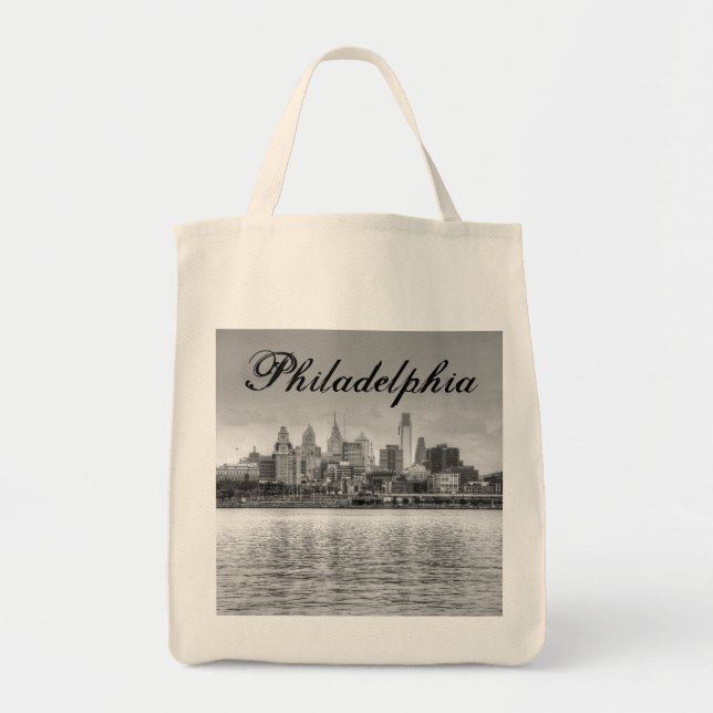 Philadelphia-Skyline in Schwarzweiß Tragetasche (Vorne)
