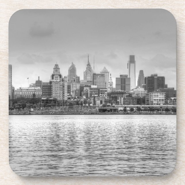 Philadelphia-Skyline in Schwarzweiß Untersetzer (Vorderseite)