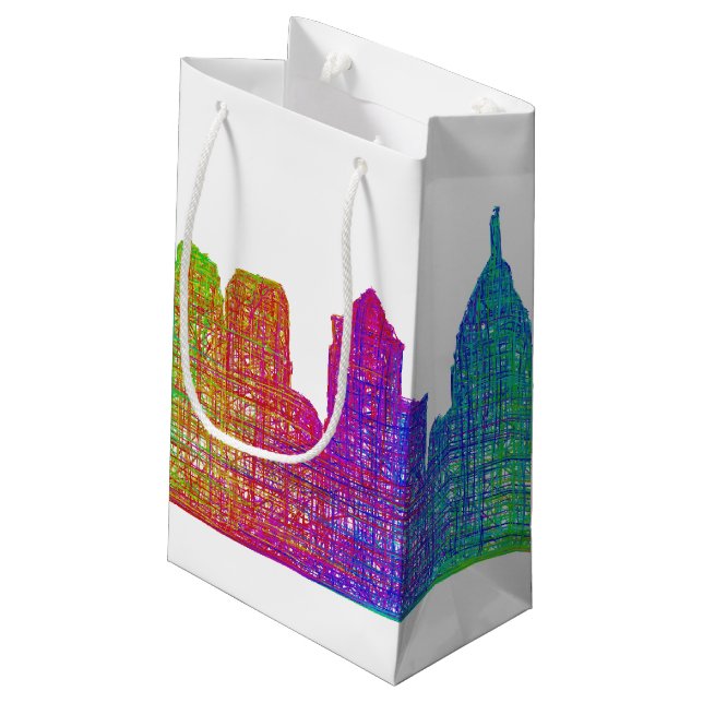Philadelphia-Skyline Kleine Geschenktüte (Rückseite Schrägansicht)