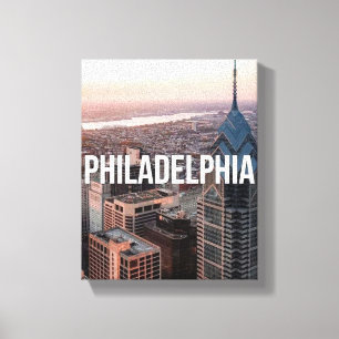 Philadelphia Skyline Luftbild Typography Stadt Leinwanddruck