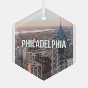 Philadelphia Skyline Luftbild Typography Stadt Ornament Aus Glas