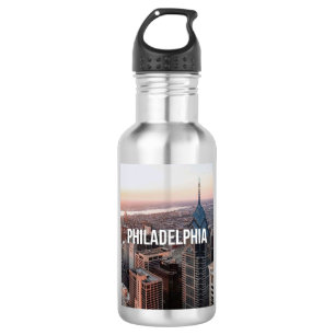 Philadelphia Skyline Luftbild Typography Urban Edelstahlflasche