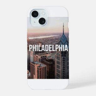 Philadelphia Skyline Luftbild Typography Urban iPhone 15 Hülle