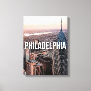 Philadelphia Skyline Luftbild Typography Urban Leinwanddruck