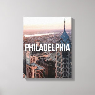 Philadelphia Skyline Luftbild Typography Urban Leinwanddruck