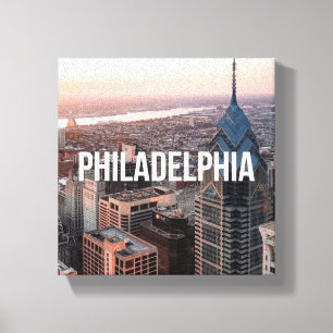 Philadelphia Skyline Luftbild Typography Urban Leinwanddruck