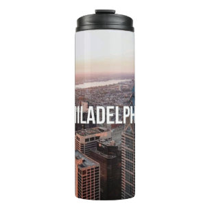Philadelphia Skyline Luftbild Typography Urban Thermosbecher