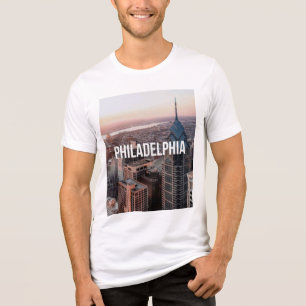 Philadelphia Skyline Luftbild Typography Urban Tri-Blend Shirt