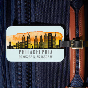 Philadelphia Skyline Map Koordinaten Gepäckanhänger