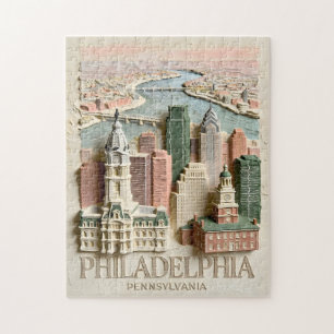 Philadelphia-Skyline Moderne Texturierte Stadtland Puzzle