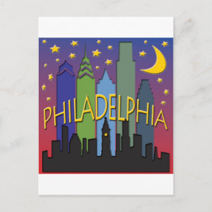 Philadelphia Skyline Nachtleben Postkarte