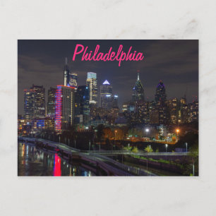 Philadelphia-Skyline nachts Postkarte