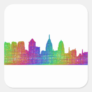 Philadelphia Skyline Quadratischer Aufkleber