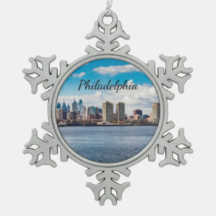 Philadelphia Skyline Schneeflocken Zinn-Ornament