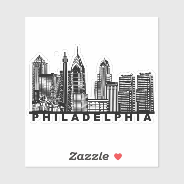 Philadelphia Skyline Silhouette Aufkleber (Blatt)