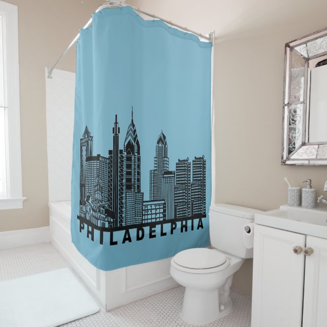 Philadelphia Skyline Silhouette  Duschvorhang (Beispiel)