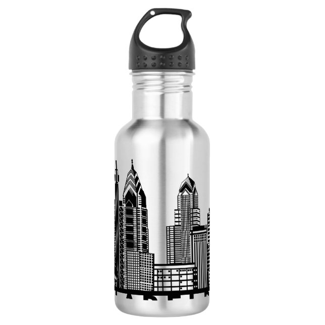 Philadelphia Skyline Silhouette  Edelstahlflasche (Vorderseite)