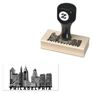 Philadelphia Skyline Silhouette Gummistempel