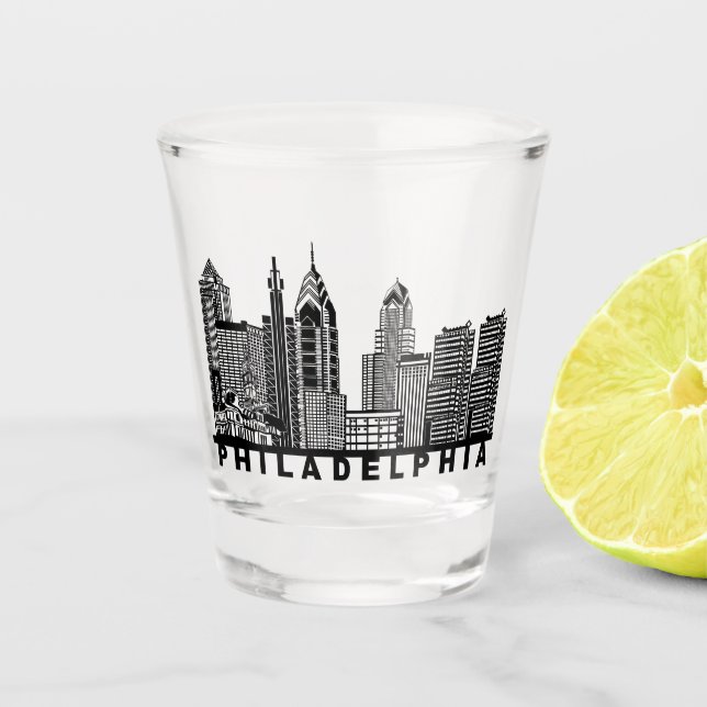 Philadelphia Skyline Silhouette  Schnapsglas (Vorderseite)