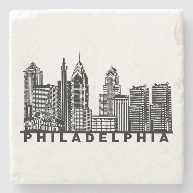Philadelphia Skyline Silhouette  Steinuntersetzer (Vorderseite)
