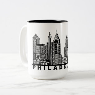 Philadelphia Skyline Silhouette  Zweifarbige Tasse