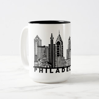 Philadelphia Skyline Silhouette Zweifarbige Tasse